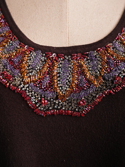 Good GF Ferre Orange Beaded Sleeveless Top Size XL for Women