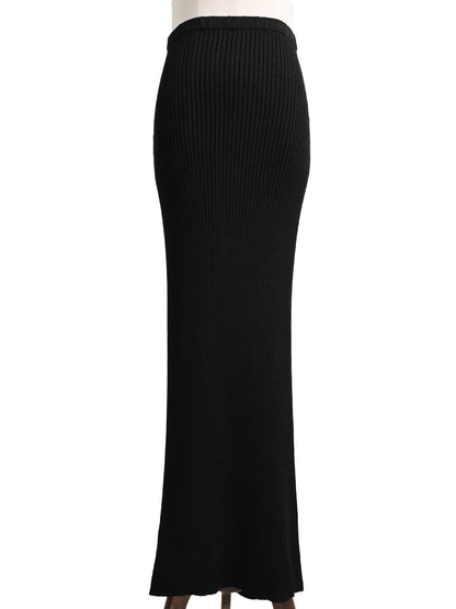 Excellent GF Ferre Black Ribbed Maxi Skirt Women Size N/A