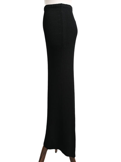 Excellent GF Ferre Black Ribbed Maxi Skirt Women Size N/A