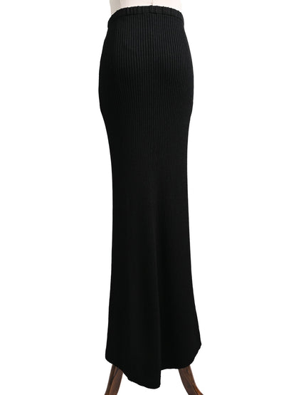Excellent GF Ferre Black Ribbed Maxi Skirt Women Size N/A
