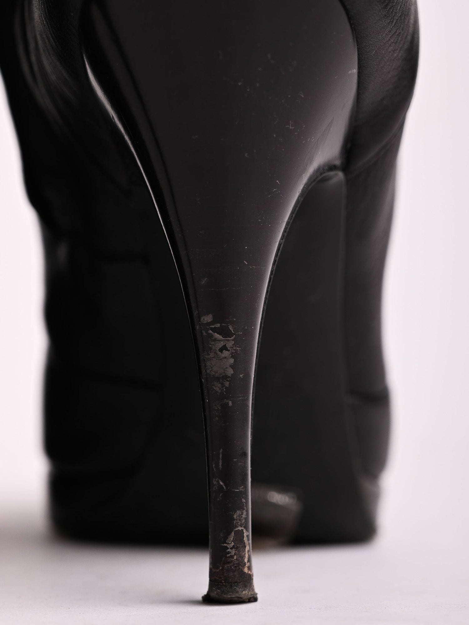 Good Giuseppe Zanotti Black Leather Knee-High Heeled Boots Size 38