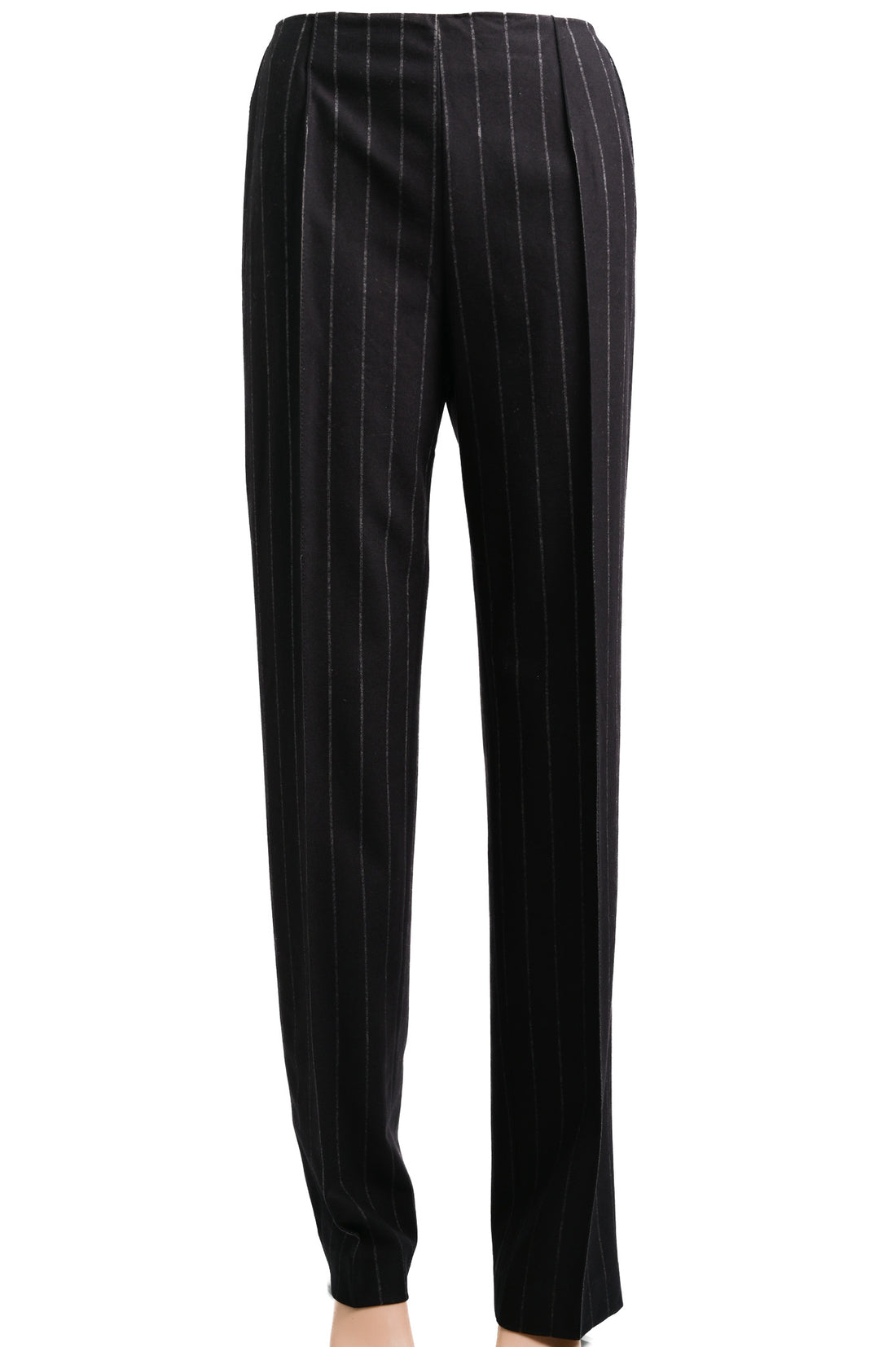 Excellent Gianfranco Ferr� Black Wool Pinstripe Pants Size S
