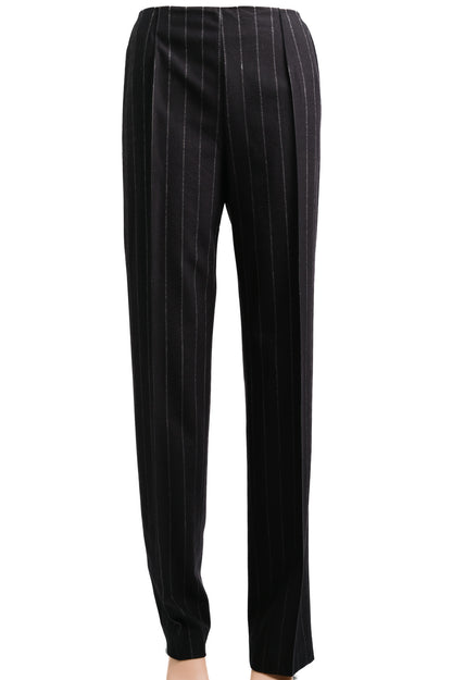 Excellent Gianfranco Ferr� Black Wool Pinstripe Pants Size S