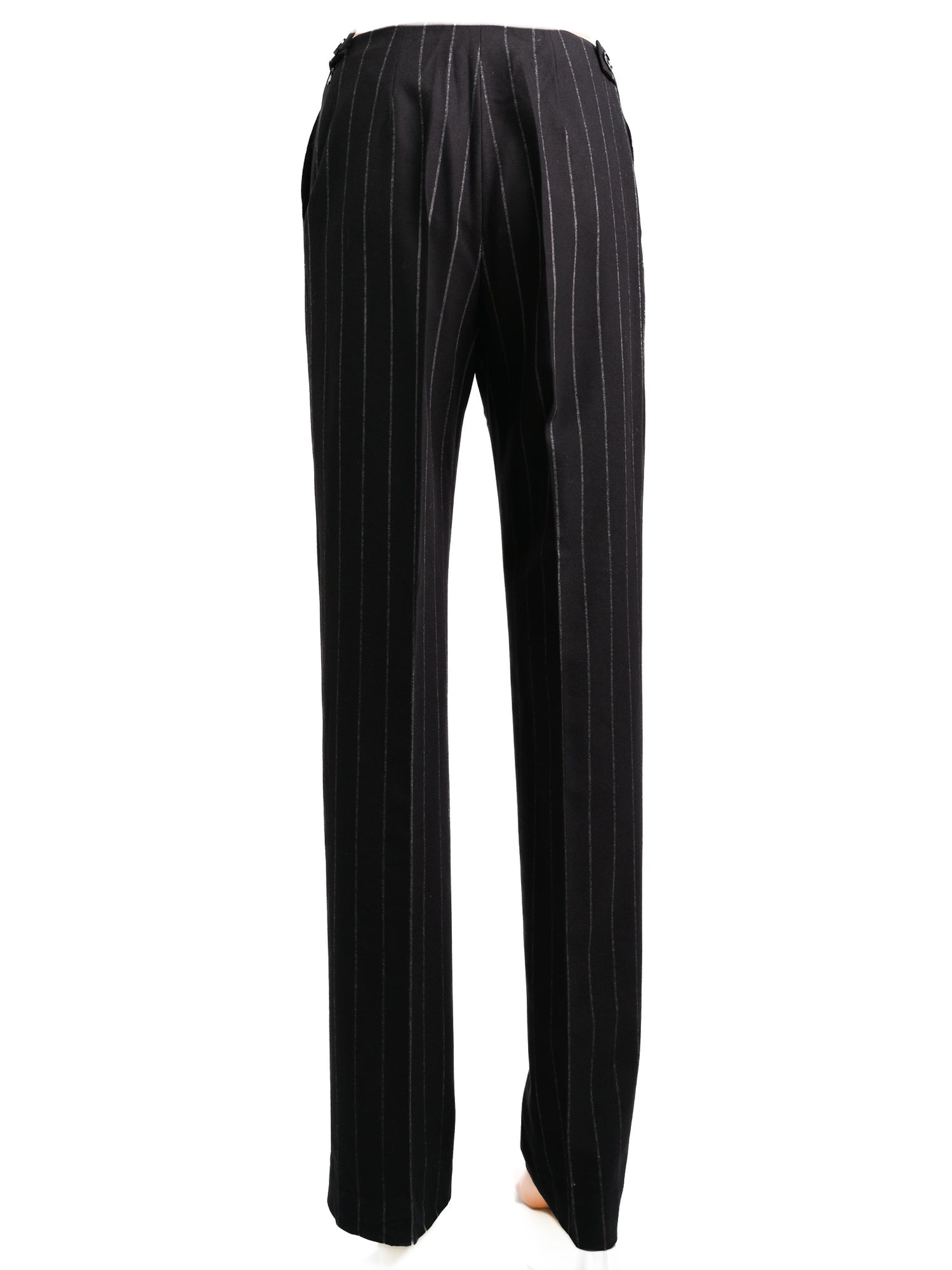 Excellent Gianfranco Ferr� Black Wool Pinstripe Pants Size S