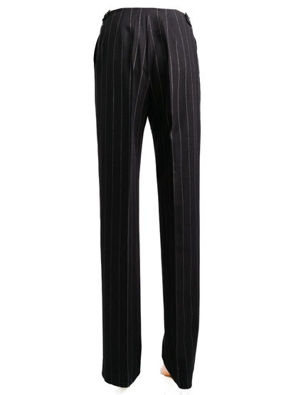 Excellent Gianfranco Ferr� Black Wool Pinstripe Pants Size S