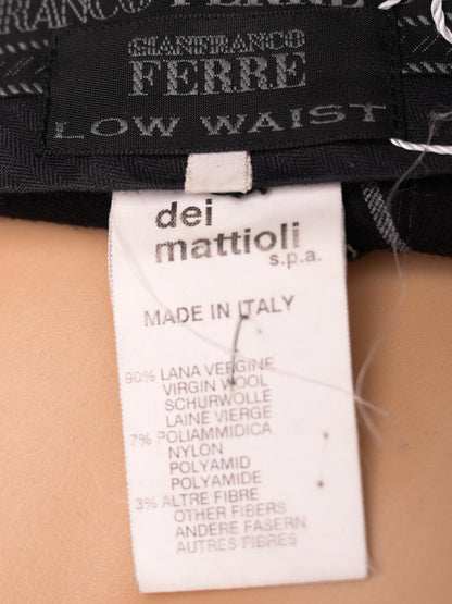 Excellent Gianfranco Ferr� Black Wool Pinstripe Pants Size S