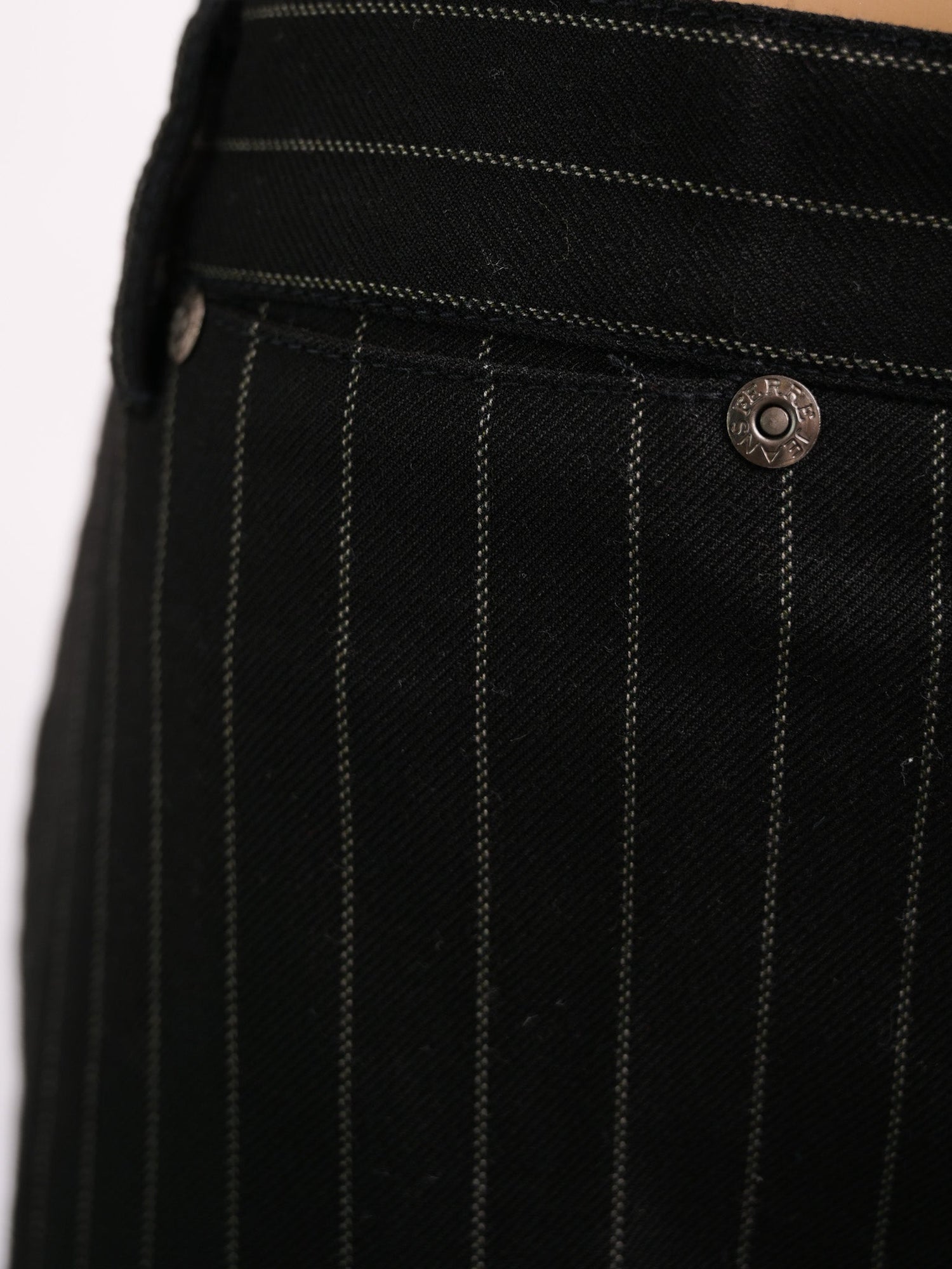 Excellent GF Ferre Black Pinstripe Pants Size 4XL Cotton