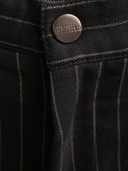 Excellent GF Ferre Black Pinstripe Pants Size 4XL Cotton