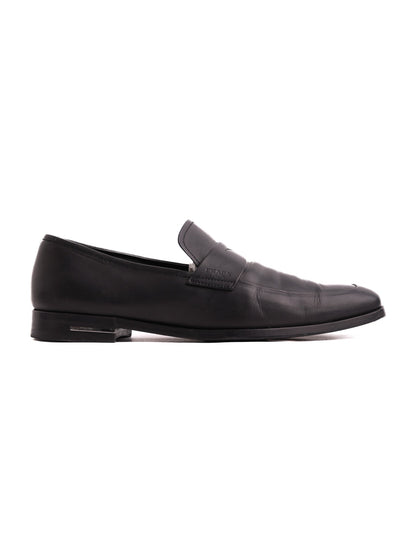 Excellent Prada Black Leather Loafers Size 39.5 for Men