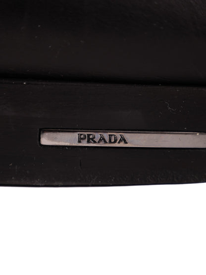 Excellent Prada Black Leather Loafers Size 39.5 for Men