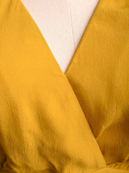 Excellent NAF NAF Yellow V-Neck Dress Size XXS with Tie Detail