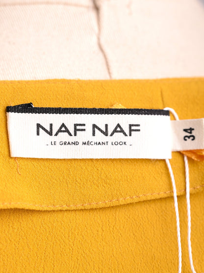 Excellent NAF NAF Yellow V-Neck Dress Size XXS with Tie Detail