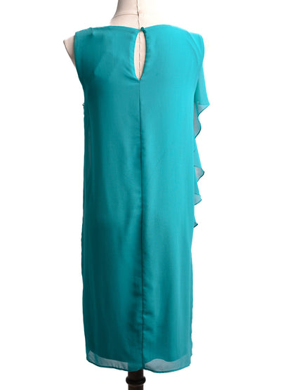 Excellent NAF NAF Turquoise Ruffled Sleeveless Dress XXS Women