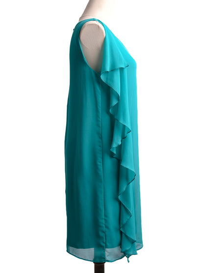 Excellent NAF NAF Turquoise Ruffled Sleeveless Dress XXS Women