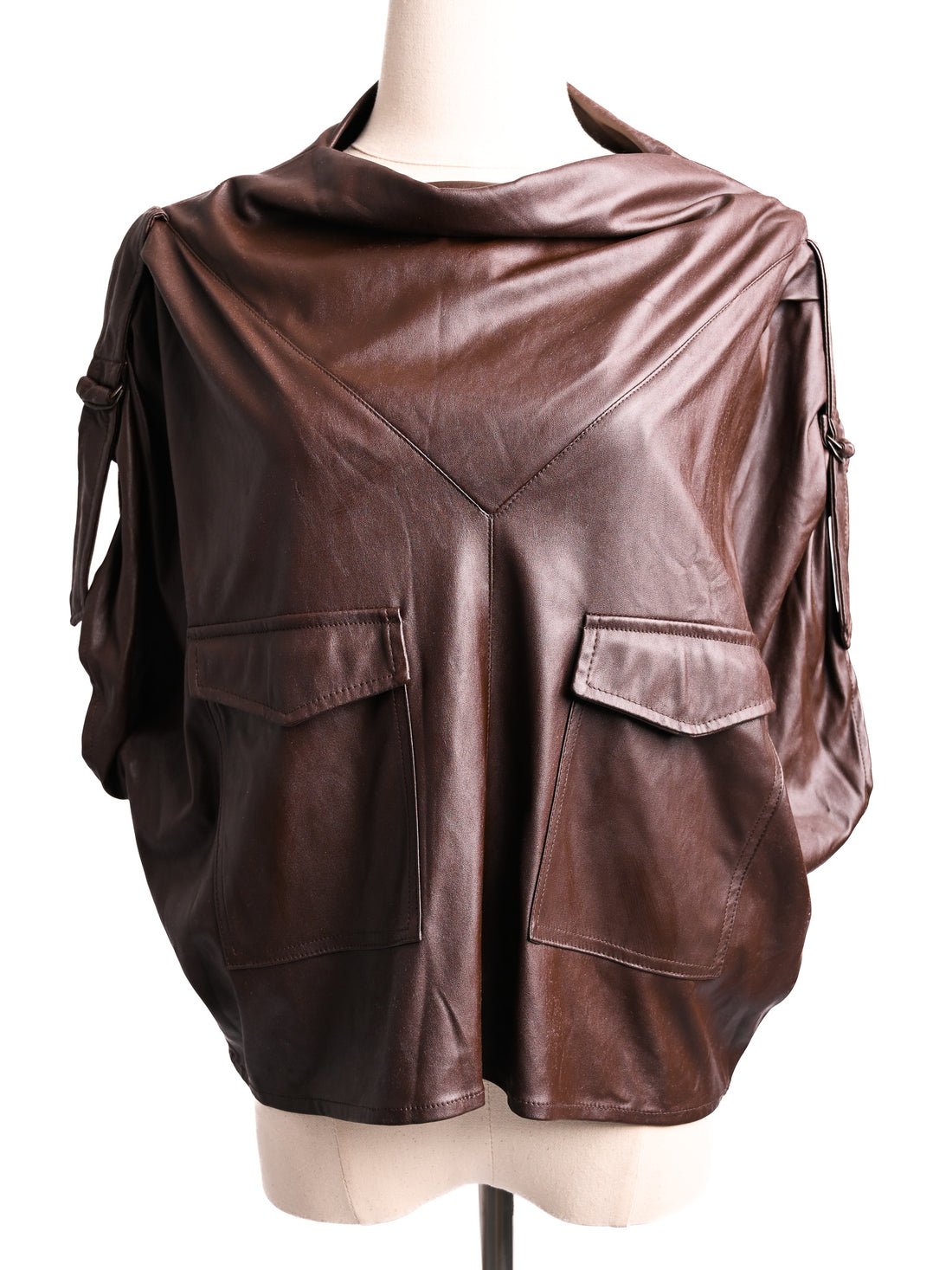 NEW Souvenir Orange Polyester Draped Top with Pockets - Women&