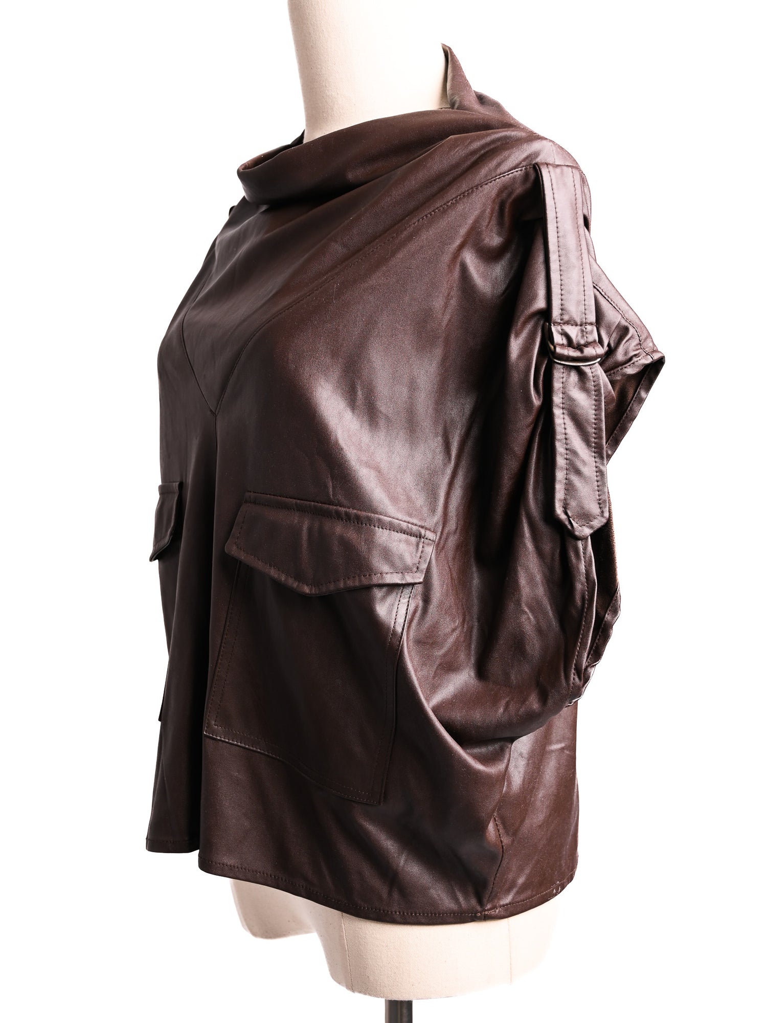 NEW Souvenir Orange Polyester Draped Top with Pockets - Women&