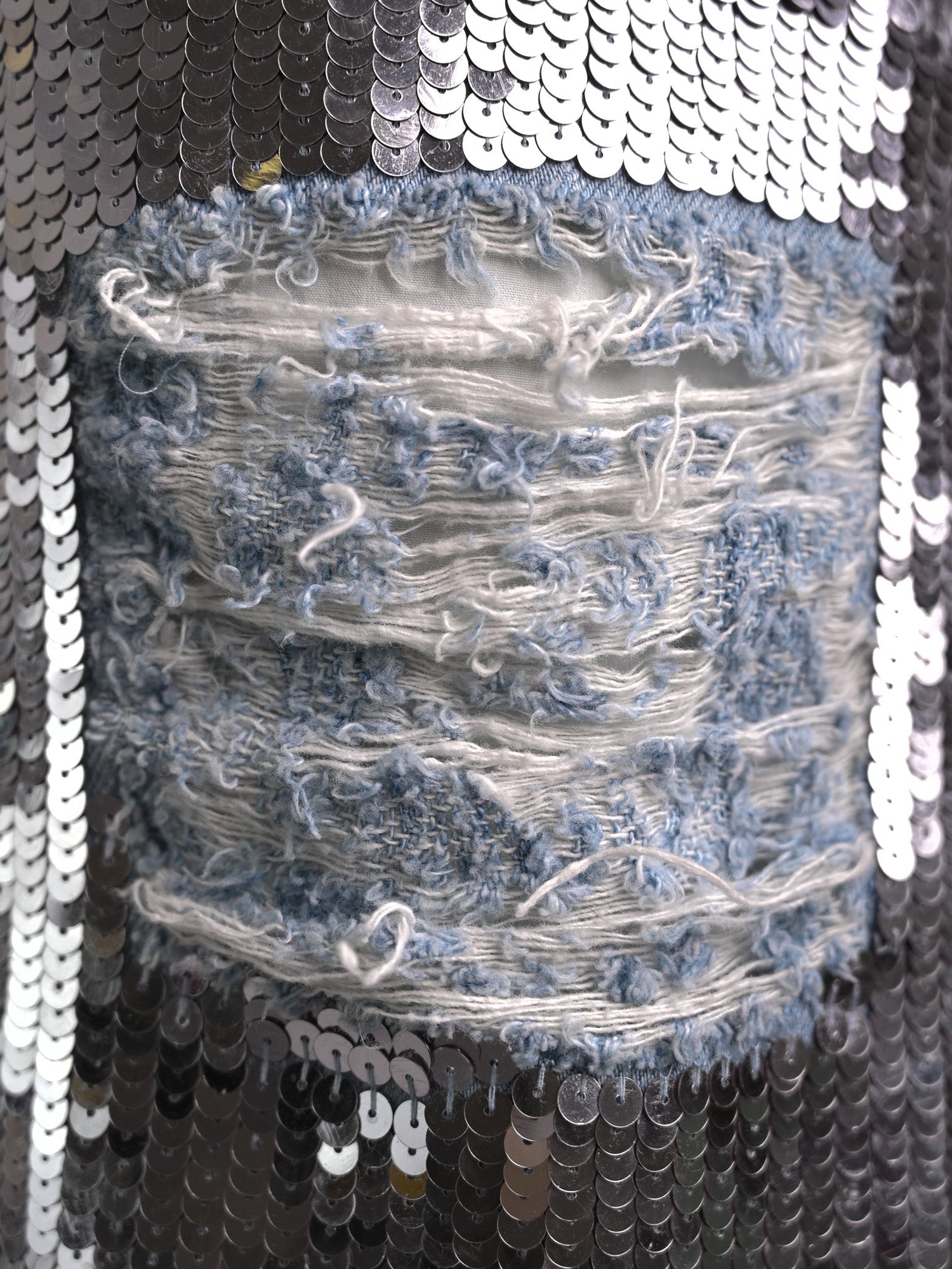 Excellent Au Jour Le Jour Blue Denim Skirt with Sequins Size S