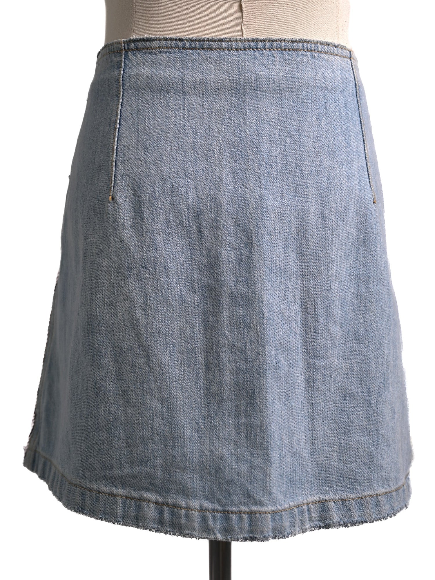Excellent Au Jour Le Jour Blue Denim Skirt with Sequins Size S