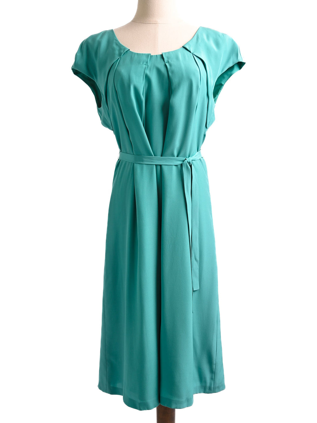 NEW Cacharel Laurel Teal Silk Dress Size S with Belt