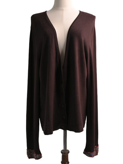 Excellent Ferre Orange Viscose Cardigan with Embellishments