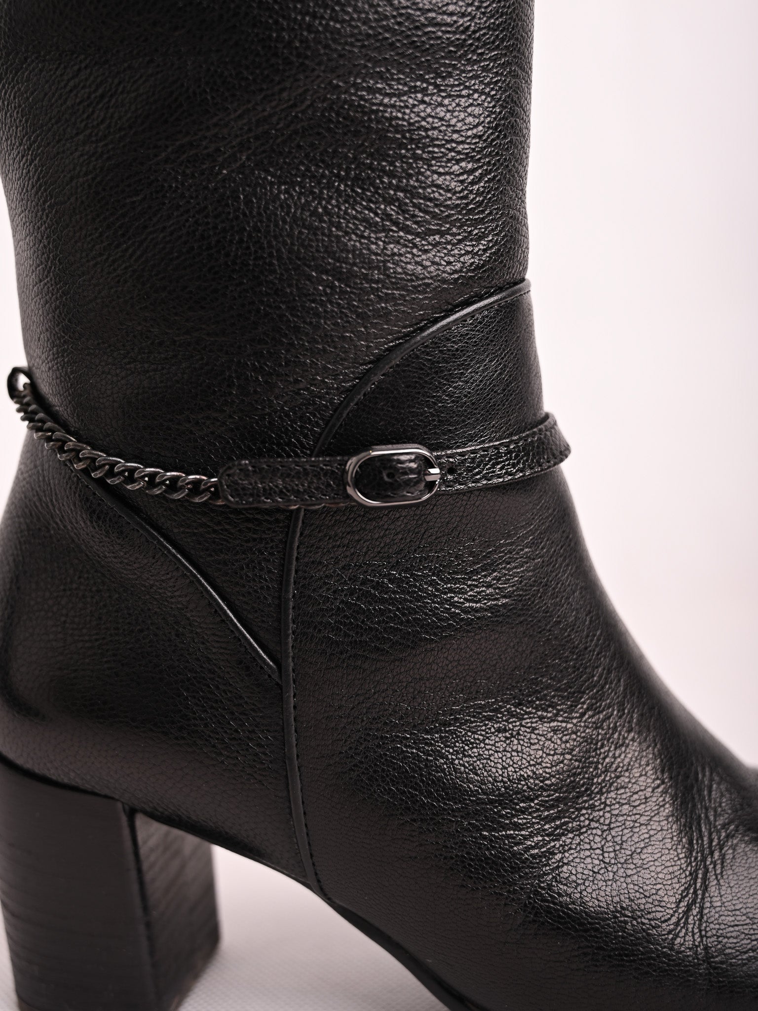 Hogl Black Leather Knee-High Boots with Block Heel Size 36.5