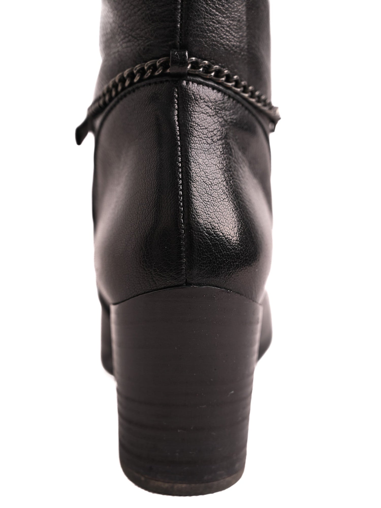 Hogl Black Leather Knee-High Boots with Block Heel Size 36.5