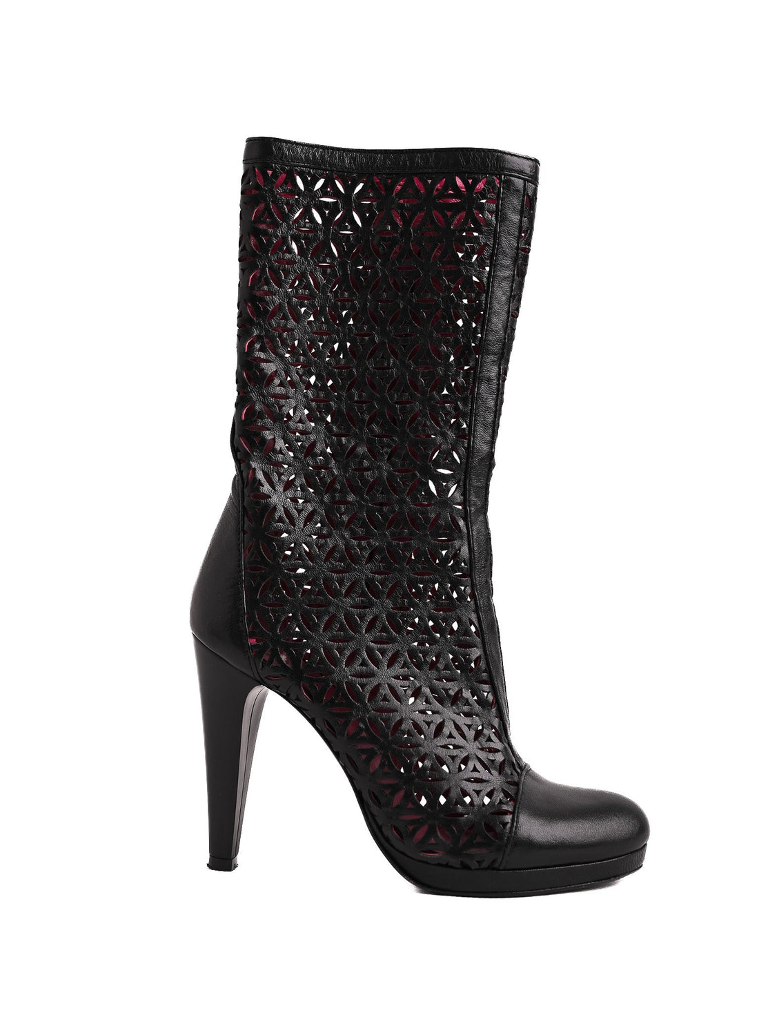 Excellent Renzoni Black Leather High-Heeled Boots Size 36
