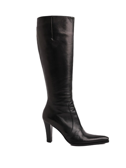 Excellent Gianmarco Lorenzi Black High-Heeled Leather Boots Size 36