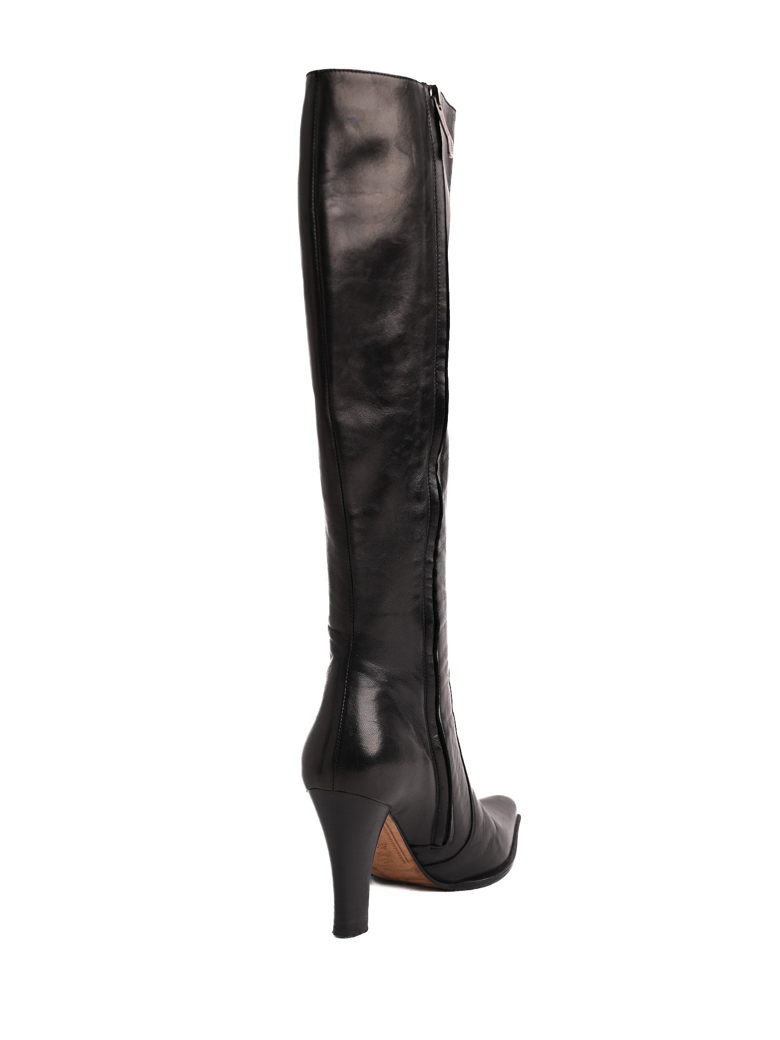 Excellent Gianmarco Lorenzi Black High-Heeled Leather Boots Size 36