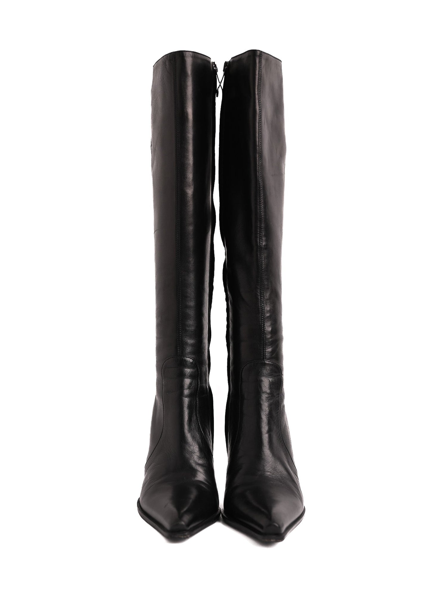 Excellent Gianmarco Lorenzi Black High-Heeled Leather Boots Size 36