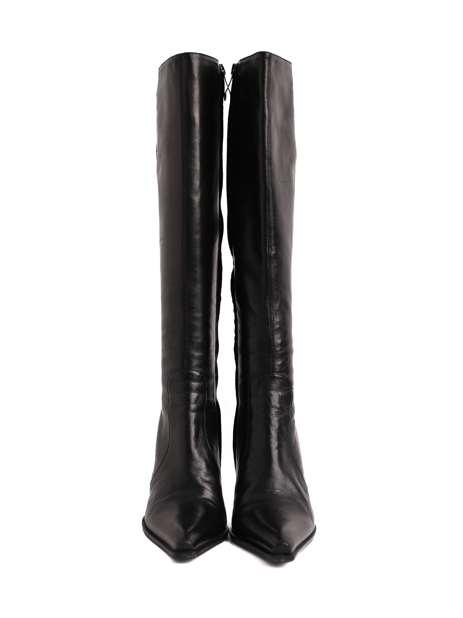 Excellent Gianmarco Lorenzi Black High-Heeled Leather Boots Size 36