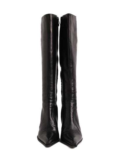 Excellent Gianmarco Lorenzi Black High-Heeled Leather Boots Size 36