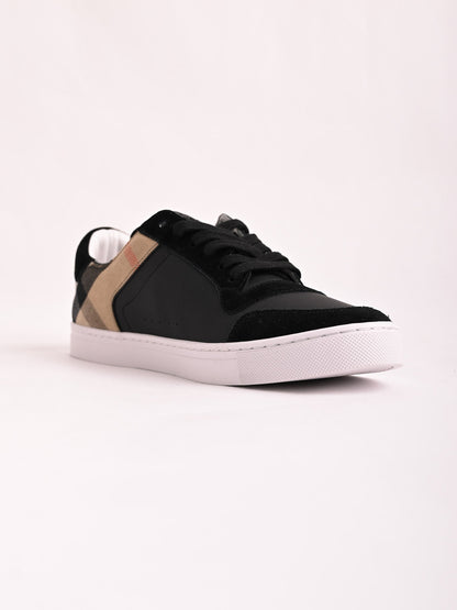 NEW Burberry Black Leather Sneakers Checkered Pattern Size 41.5