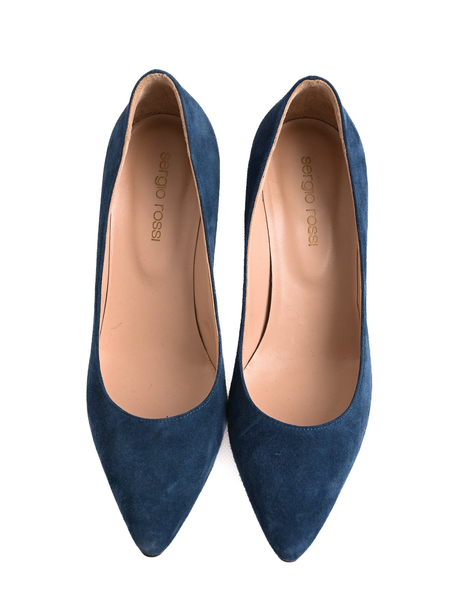 Excellent Sergio Rossi Blue High-Heeled Shoes Genuine Suede Size 35