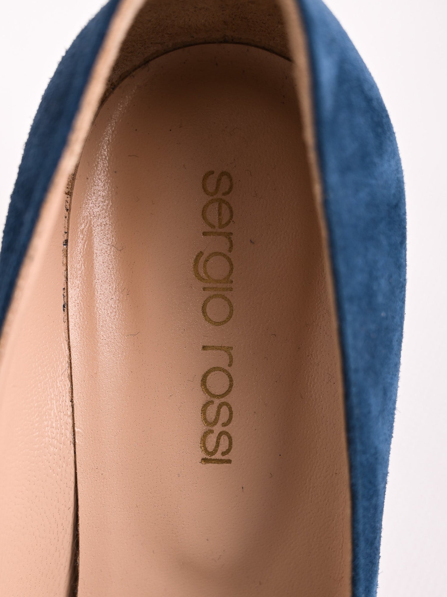 Excellent Sergio Rossi Blue High-Heeled Shoes Genuine Suede Size 35
