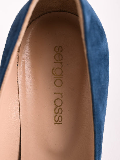 Excellent Sergio Rossi Blue High-Heeled Shoes Genuine Suede Size 35