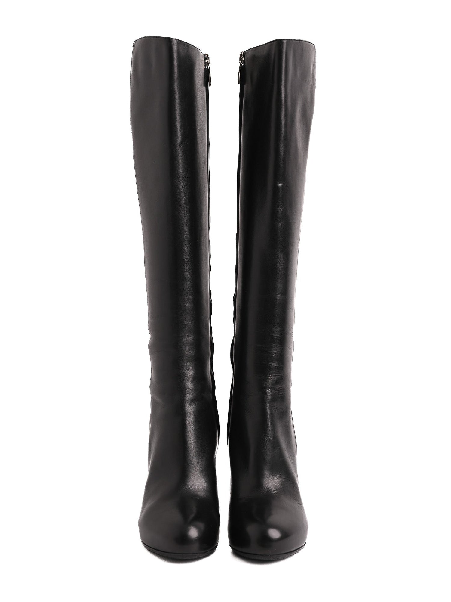 Excellent Sergio Rossi Black Leather Knee-High Stiletto Boots Size 36