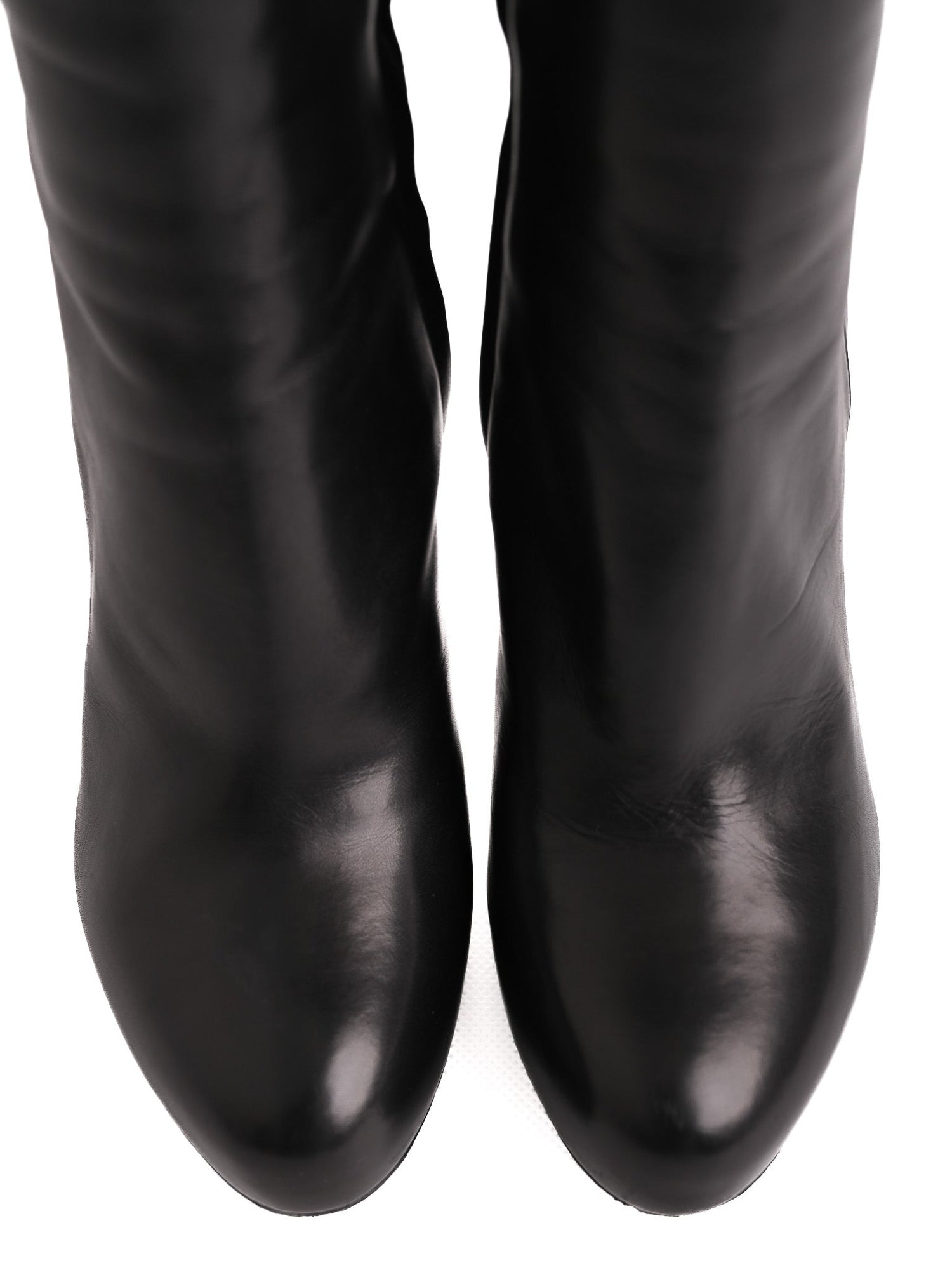 Excellent Sergio Rossi Black Leather Knee-High Stiletto Boots Size 36