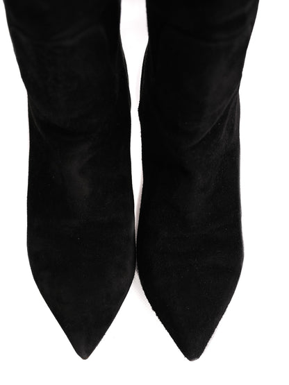 Excellent Casadei Black Leather High-Heeled Boots Size 36