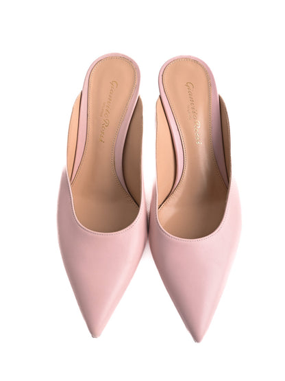 Excellent Gianvito Rossi Pink Leather Heeled Mules Size 35
