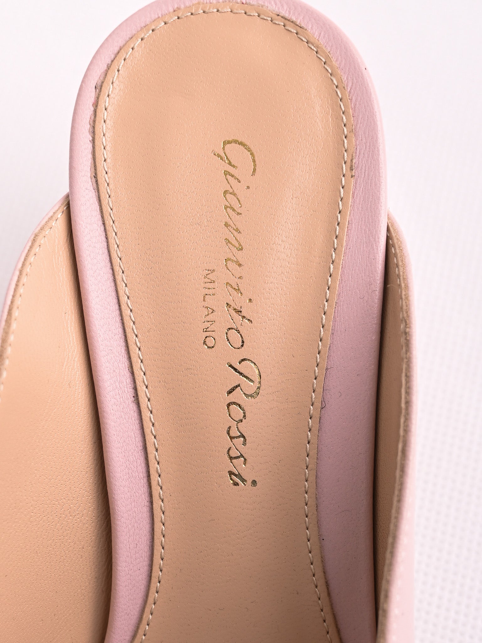 Excellent Gianvito Rossi Pink Leather Heeled Mules Size 35