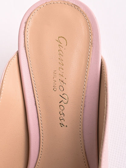 Excellent Gianvito Rossi Pink Leather Heeled Mules Size 35