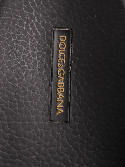 Perfect Dolce Gabbana Black Slides Size 39 with Gold D.G Logo