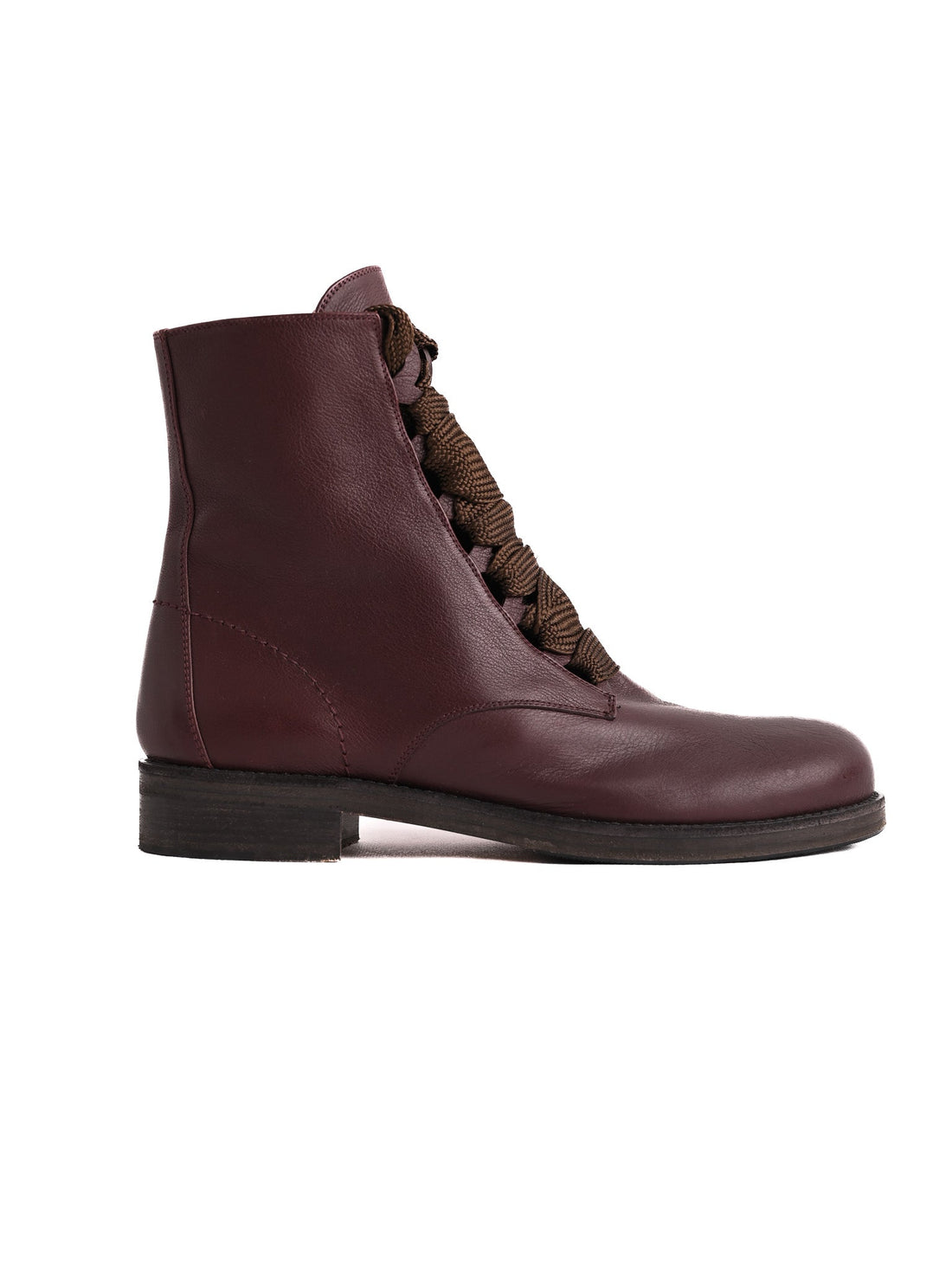 Chloe Red Leather Lace-Up Boots Size 40 with Side Zipper