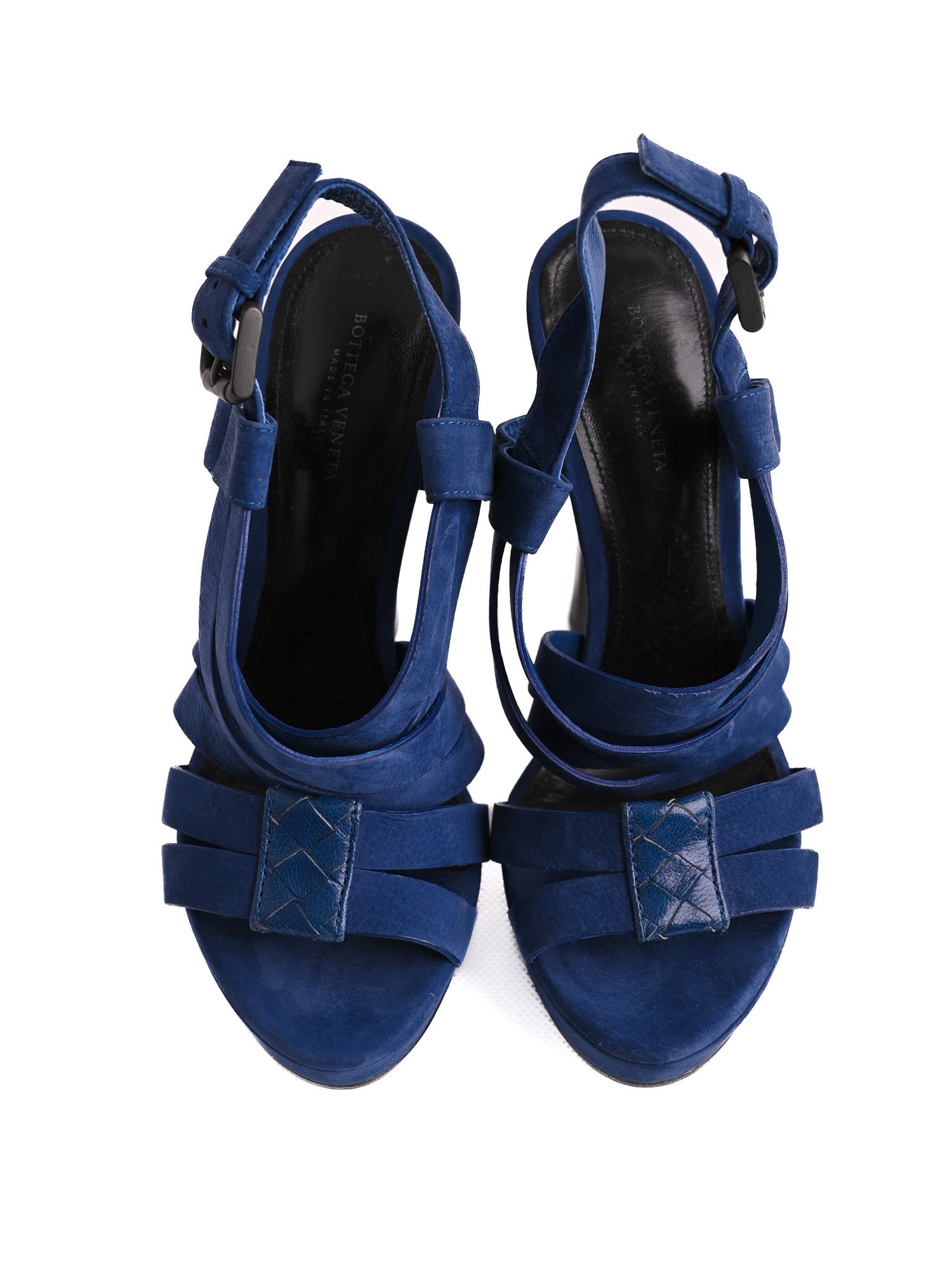 NEW Bottega Veneta Blue Leather High-Heeled Sandals Size 37