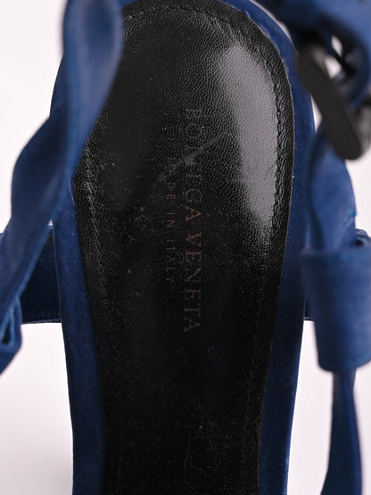 NEW Bottega Veneta Blue Leather High-Heeled Sandals Size 37