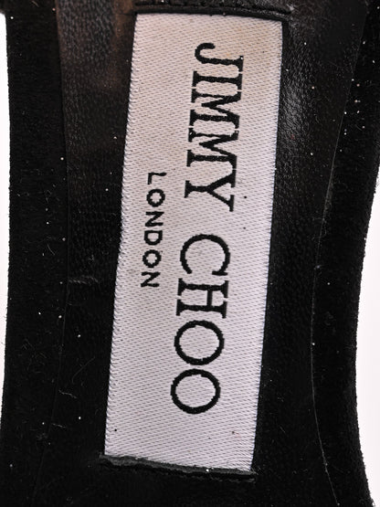 Perfect Jimmy Choo Black Leather High-Heeled Sandals Size 37