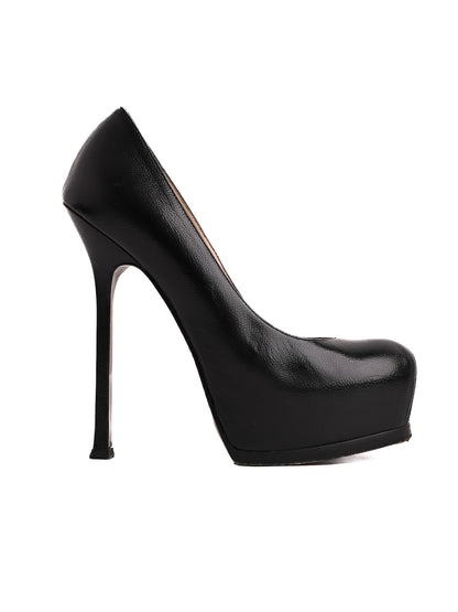 Good Yves Saint Laurent Black Leather High-Heeled Pumps Size 36