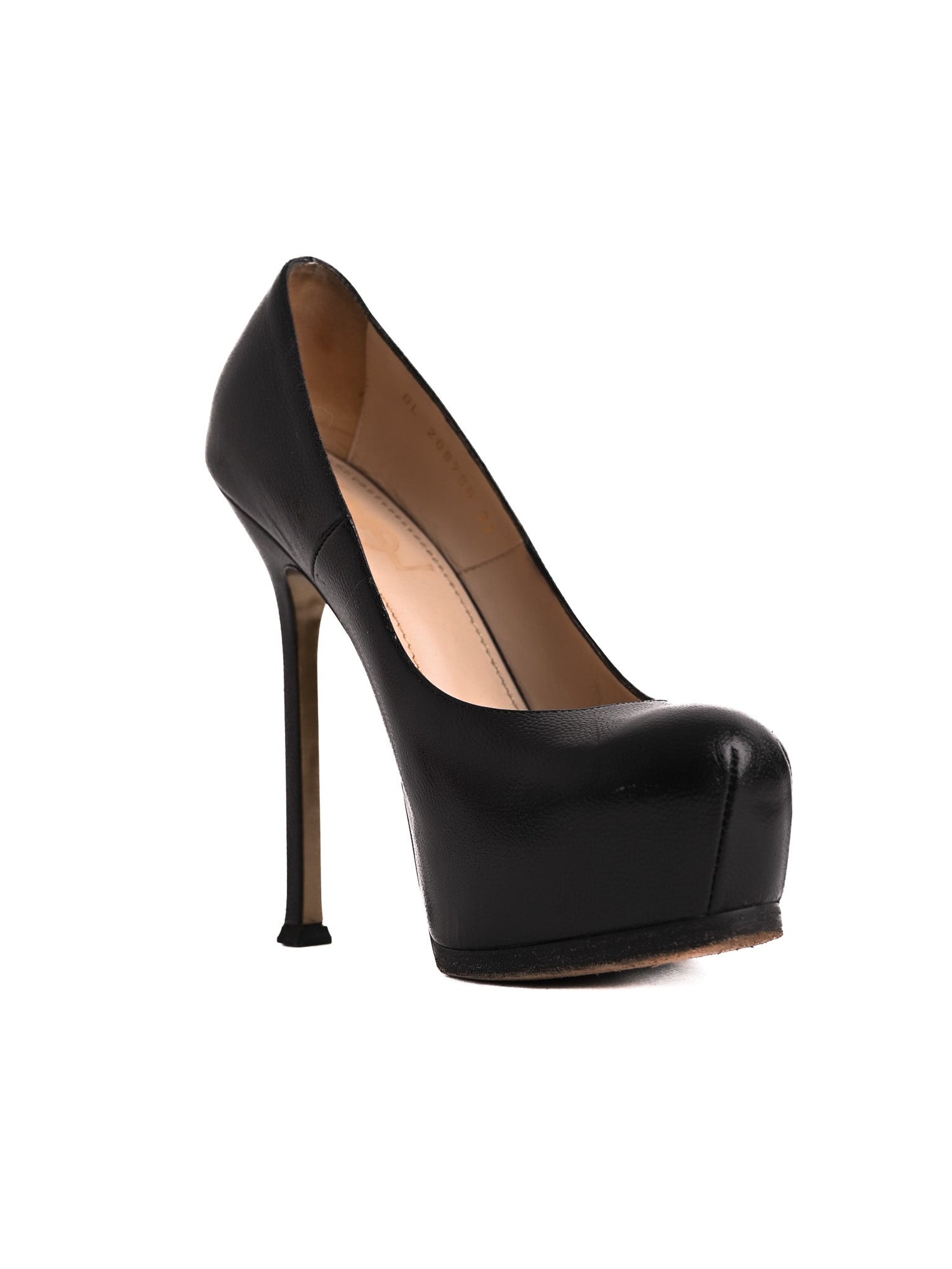 Good Yves Saint Laurent Black Leather High-Heeled Pumps Size 36