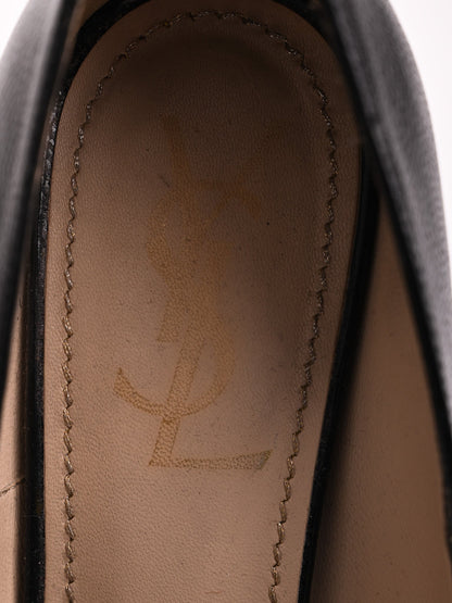 Good Yves Saint Laurent Black Leather High-Heeled Pumps Size 36